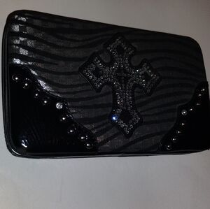 Black and Silver Cross Clutch